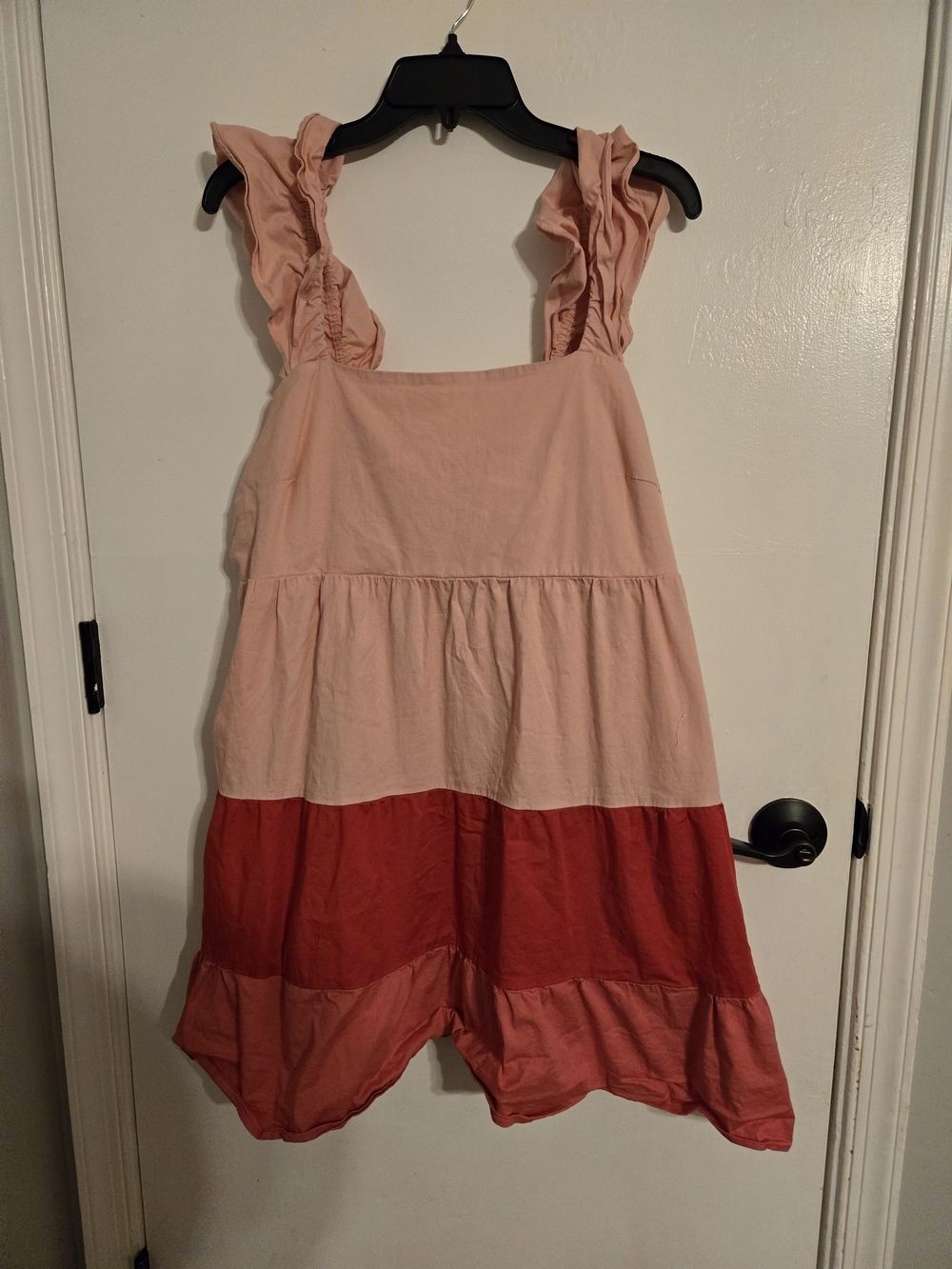 Tiered Ruffle Strap Sundress in Blush and Coral Size XL